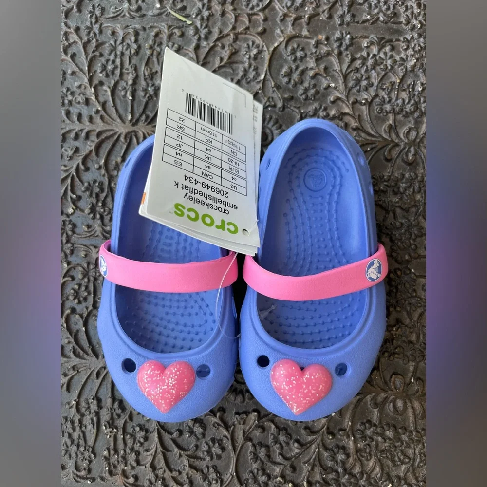 💖CROCS KEELEY EMBELLISHED FLATS IN LAPIS 4 C4